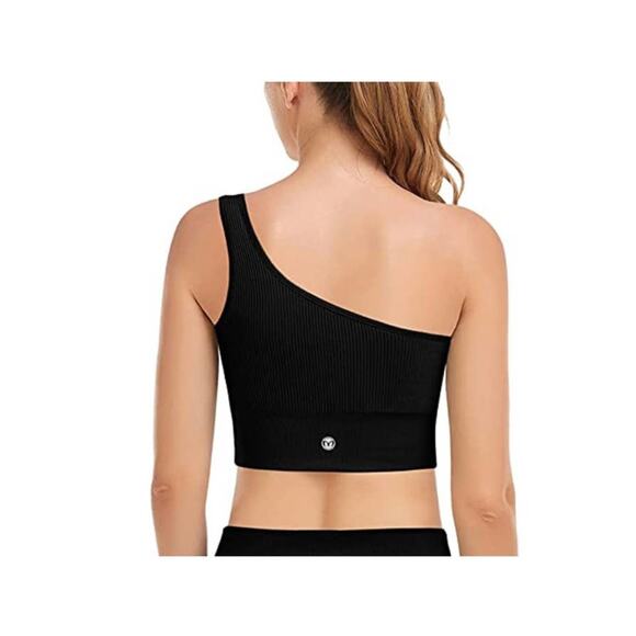 YOGA TOP Womens Size Small Black One Shoulder Activewear Workout - Picture 3 of 7